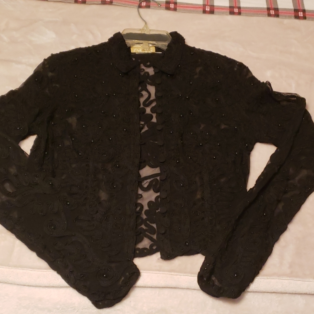 Cache Lace Button Down Collar Jacket - image 1